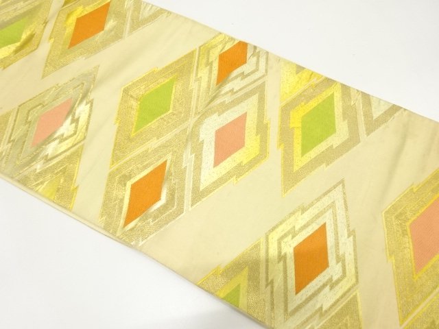JAPANESE KIMONO / ANTIQUE FUKURO OBI / WOVEN MATSUKAWABISHI